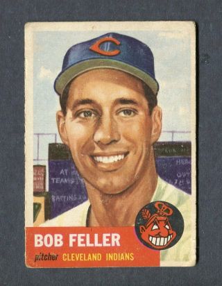 1953 Topps Baseball 54 Bob Feller Cleveland Indians Pitcher Card Beckett $200
