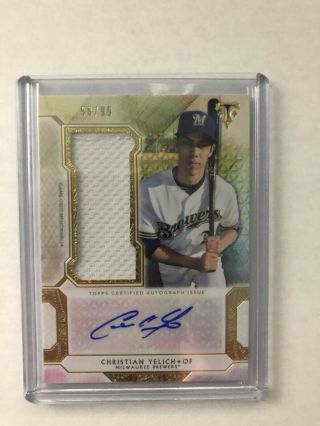 2018 Topps Triple Threads Christian Yelich Auto Jumbo Relic 98/99 Brewers