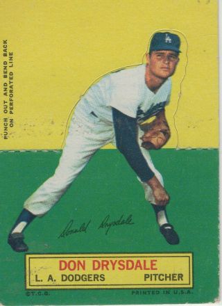 1964 Topps Stand Up Don Drysdale Vg - Ex Los Angeles Dodgers Vg - Ex Short Print