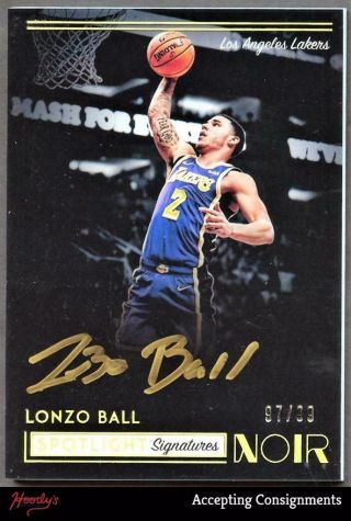 2018 - 19 Noir Vertical Spotlight Signatures 21 Lonzo Ball Autograph Auto 97/99