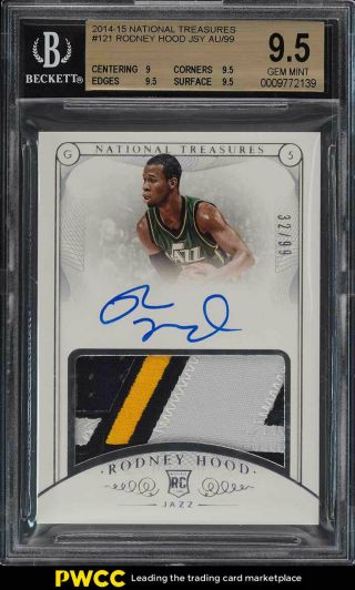 2014 National Treasures Rodney Hood Rookie Rc Auto Patch /99 Bgs 9.  5 Gem (pwcc)