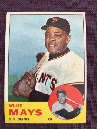 1963 Topps Baseball Card 300 Willie Mays Hof