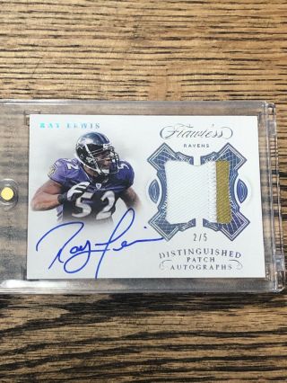 2018 Panini Flawless - Ray Lewis 2 Color Distinguished Patch Autograph /5