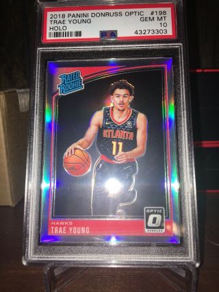 2018 - 19 Panini Donruss Optic Trae Young Holo Silver Refractor Rc Rookie Psa 10