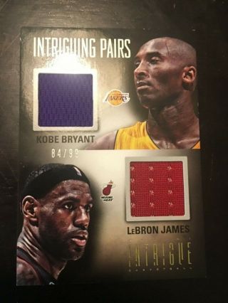 2012 - 2013 Panini Intriguing Pairs Lebron James Kobe Bryant Dual Game - Worn 84/99