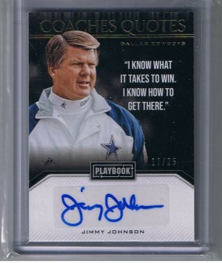 2018 Playbook Jimmy Johnson Coaches Quotes Auto 17/25 Cowboys