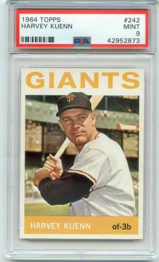 1964 Topps 242 Harvey Kuenn Psa 9 San Francisco Giants
