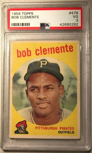 1959 Topps Roberto Clemente Psa 3 Vg 478.  Centering Baseball Card Bob