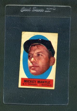 1963 Topps Peel Off Mickey Mantle Yankees - Plain Back