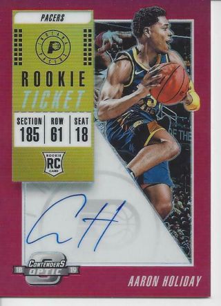 2018 - 19 Panini Optic Contenders Prizm Red Aaron Holiday Auto Autograph Rc /149