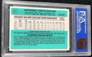 1984 Donruss Tony Gwynn San Diego Padres 324 Baseball Card Graded PSA 9 2