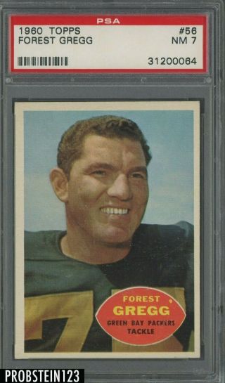 1960 Topps Football 56 Forest Gregg Green Bay Packers Rc Rookie Psa 7 Nm