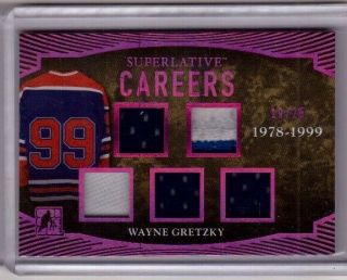Wayne Gretzky 17/18 Leaf Itg Superlative Careers 5x Multi Jersey 19/25 Oilers