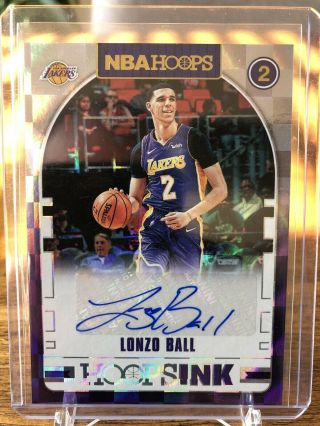 2018 - 19 Nba Hoops Lonzo Ball Autograph Hoopsink Los Angeles Lakers