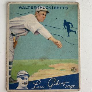 Walter (huck) Betts 1934 Series - Big League Chewing Gum
