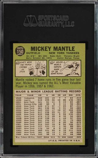 1967 Topps Mickey Mantle 150 SGC 5 EX (PWCC) 2