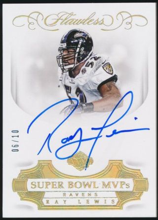 2018 Panini Flawless Ray Lewis Bowl Mvps Auto Autograph Gold 6/10