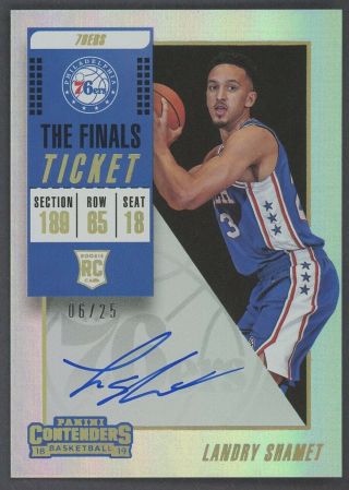 2018 - 19 Panini Contenders The Finals Ticket Landry Shamet Rc Rookie Auto 6/25