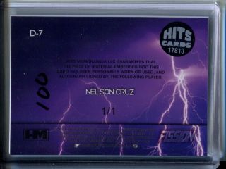 Nelson Cruz 2016 Hits Memorabilia Fission Auto Autograph Logo Patch SP 1/1 2