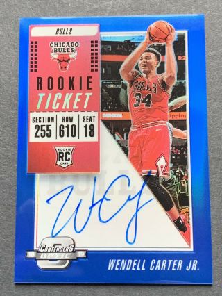 Wendell Carter Jr.  2018 - 19 Contenders Optic Rookie Ticket Blue Auto 45/49