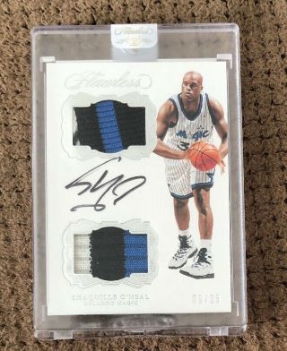 2016 - 17 Panini Flawless Shaquille O’neal Auto Dual Jersey Patch Encased D 09/25