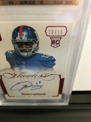 2014 Panini FLAWLESS Odell Beckham JR RC AUTO RUBY BGS 9.  5 w/ 10 Auto ' d/15 2