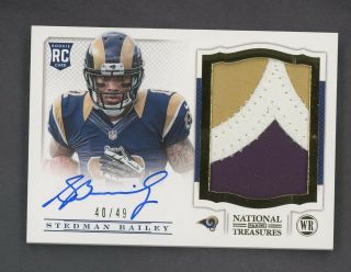 2013 National Treasures Stedman Bailey Rpa Rc Rookie Patch Auto 40/49 Rams