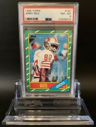 1986 Topps Jerry Rice 161 Rookie Card Psa 8 Nm/mt