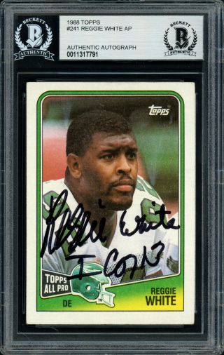 Reggie White Autographed Signed 1988 Topps Card 241 Eagles Beckett 11317791
