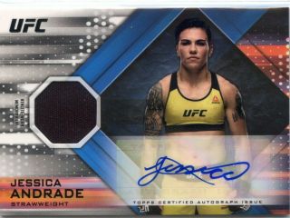 2019 Topps Ufc Knockout Worn Shirt Relic Auto /99 Jessica Andrade