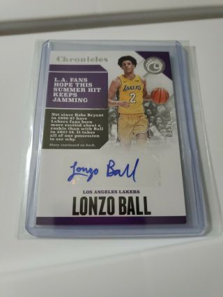 2017 - 18 Panini Chronicles Lonzo Ball Rookie La Lakers Pelicans Auto 096/199
