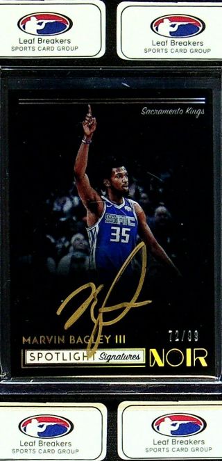 2018 - 19 Noir Basketball Marvin Bagley Rookie Spotlight Auto 72/99 Rc [ss]