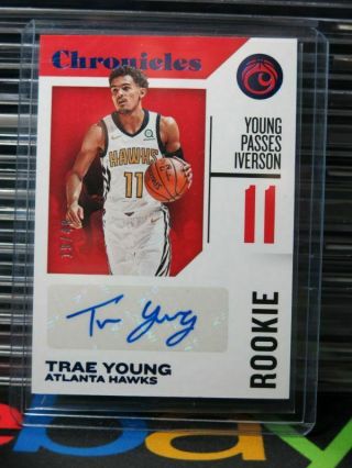 2018 - 19 Chronicles Trae Young Rookie Auto Autograph Rc 19/49 Hawks Jc