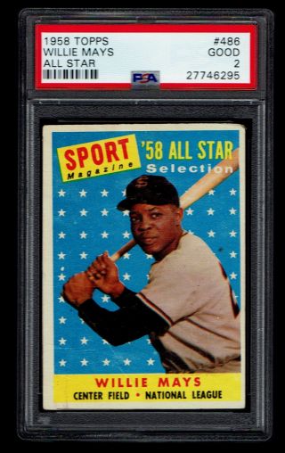 1958 Topps 486 Willie Mays As Psa 2 Giants