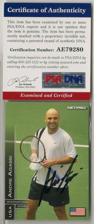 2003 Netpro International Andre Agassi Signed Autographed Psa Dna Auto Jsa