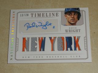 2014 Panini National Treasures Gold Timeline Patch Auto David Wright 12/20