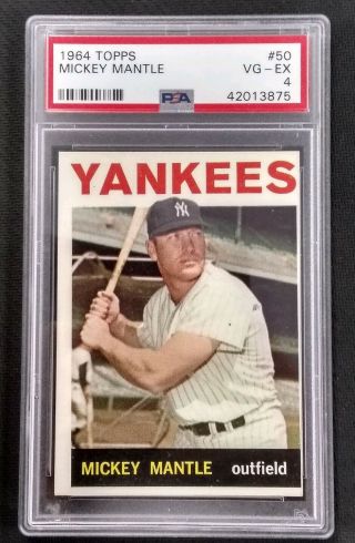 Mickey Mantle 1964 Topps Psa 4 Vg - Ex 50 York Yankees Very Good -