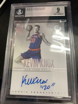 Kevin Knox 2018/19 Encased Auto Autograph Rookie 41/75 Bgs 9 Auto 10 Knicks