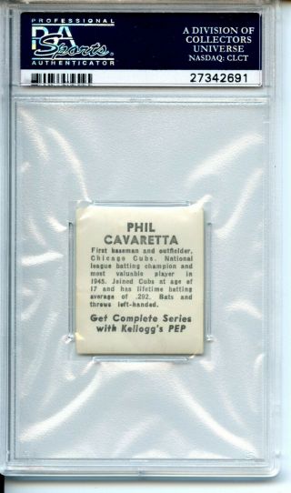 1948 Kellogg ' s PEP Trading Card Baseball Star Phil Cavaretta PSA 2 Good 2