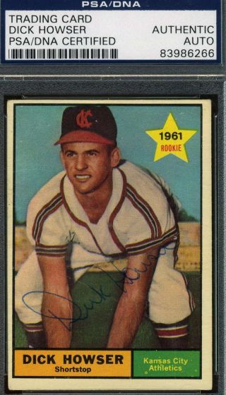 Dick Howser 1961 Topps Rookie Hand Signed Psa/dna Authentic Autograph