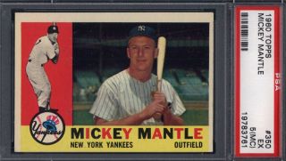 1960 Topps 350 Mickey Mantle Yankees Psa 5 (mc) 697596