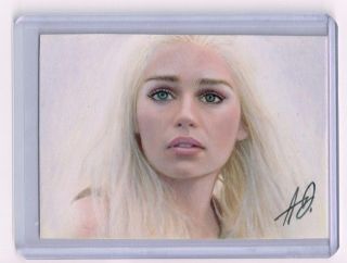 2014 Aceo Sketch Card Daenerys Targaryen Emilia Clarke Game Of Thrones 1/1
