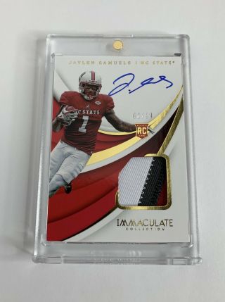 2018 Panini Immaculate Jaylen Samuels Rookie Card Patch Auto /99,