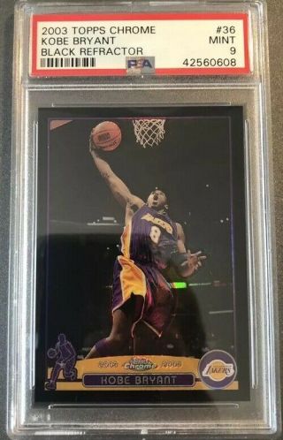 Kobe Bryant 2003 - 04 Topps Chrome Black Refractor /500 Psa 9 Lakers