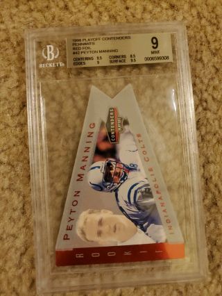1998 Playoff Contenders Pennants Peyton Manning Red Foil Rookie Card Bcg 9