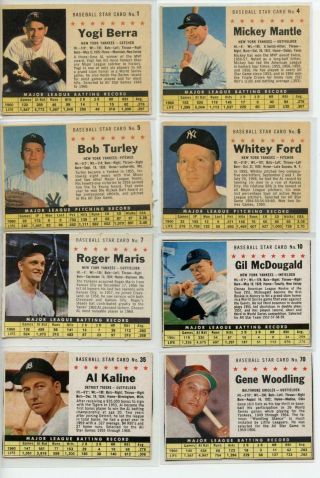 1961 Post Cereal Baseball Cards 70 Complete Set Mantle Aaron Mays Mcdougald