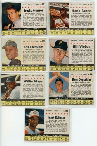 1961 Post Cereal Baseball Cards 70 Complete Set Mantle Aaron Mays McDougald 2