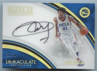 Joel Embiid 2016 - 17 Immaculate Marks Of Greatness Acetate Auto 31/50 76ers