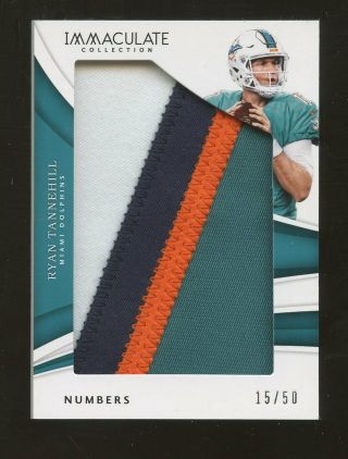 2018 Immaculate Numbers Ryan Tannehill Jumbo 4 - Color Patch 15/50 Dolphins