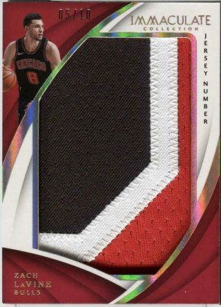 2017 - 18 Zach Lavine Panini Immaculate Patch Gold (5/10) Jersey Number